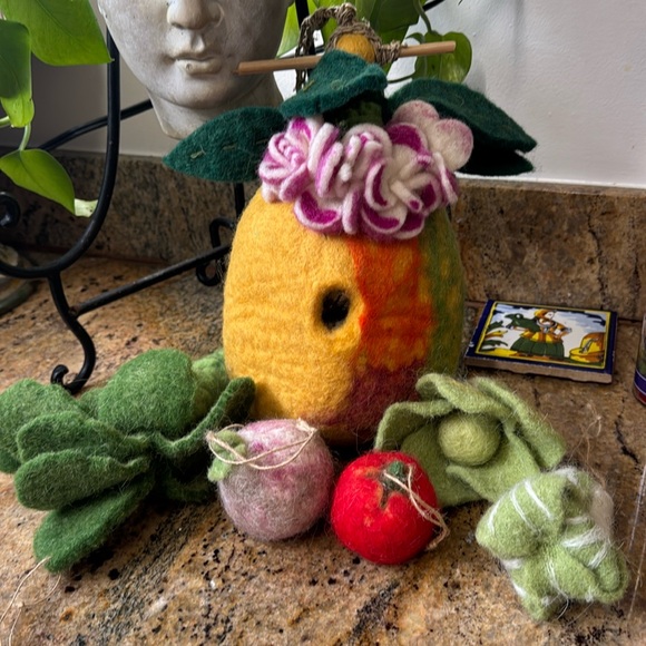 Other - Wet Felt Birdhouse and Veggie Ornaments
